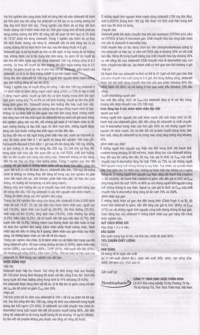 Thuốc Sidelena ODT 50mg Herabiopharm điều trị rối loạn chức năng cương dương ở nam giới (1 vỉ x 4 viên)