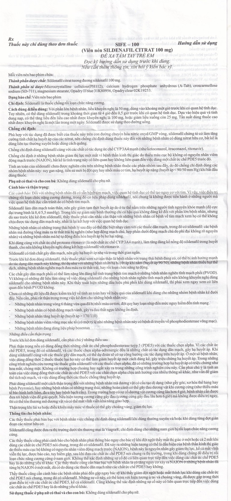 Thuốc Sife-100mg Hetero điều trị rối loạn chức năng cương dương ở nam giới (5 hộp x 4 viên)