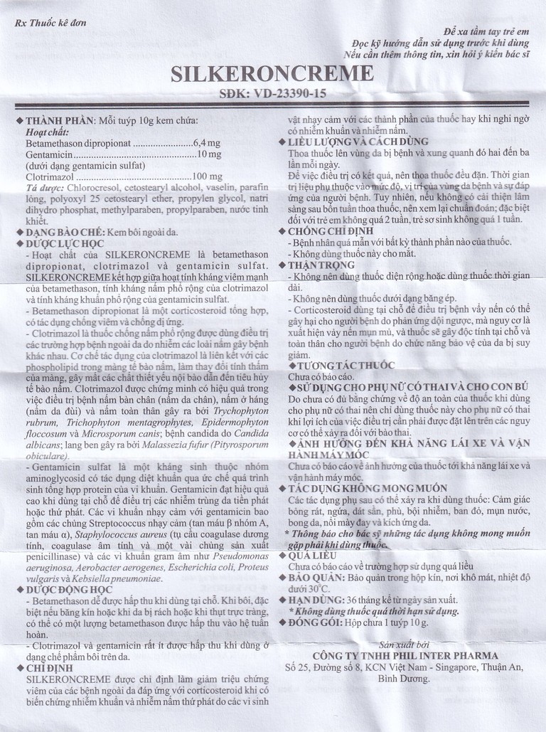 Kem bôi ngoài da Silkeron Creme Phil giảm triệu chứng viêm da (10g)