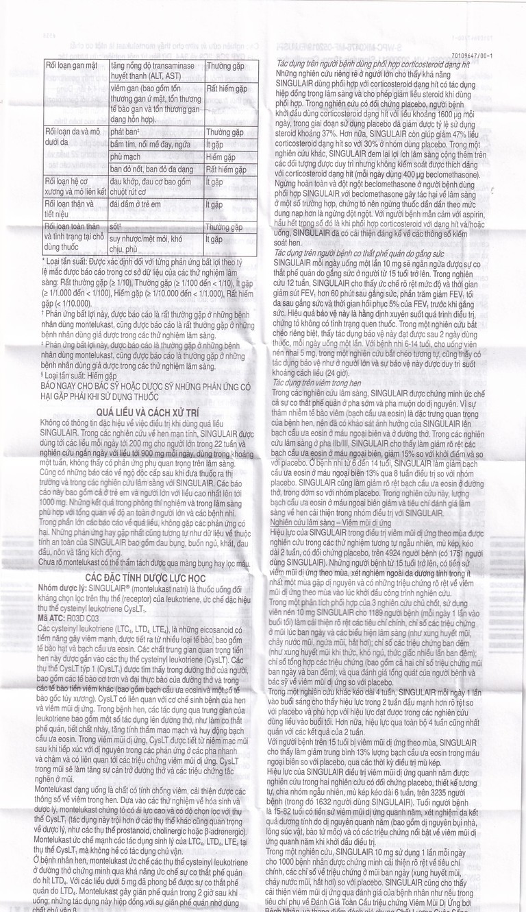 Thuốc Singulair 10mg Organon Pharma điều trị hen dai dẳng từ nhẹ đến trung bình (2 vỉ x 14 viên)