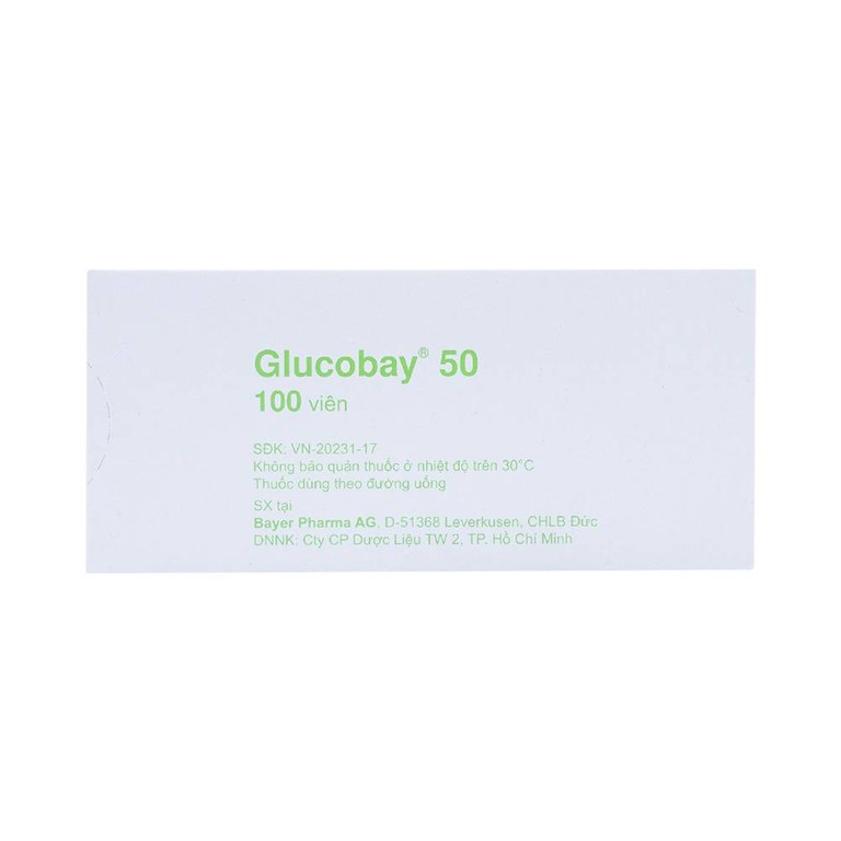 Thuốc Glucobay 50 điều trị kết hợp chế độ ăn kiêng cho bệnh nhân đái tháo đường (10 vỉ x 10 viên)