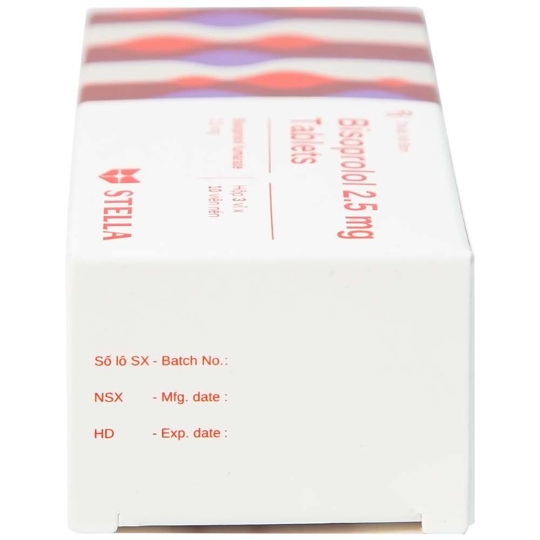 Thuốc Bisoprolol 2.5mg Tablets Stella điều trị tăng huyết áp, đau thắt ngực mạn tính ổn định (3 vỉ x 10 viên)