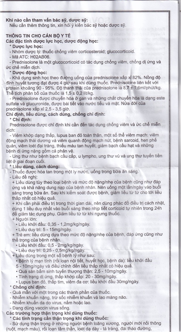 Viên sủi Sovepred Mekophar điều trị viêm khớp dạng thấp, lupus ban đỏ toàn thân (30 viên) 