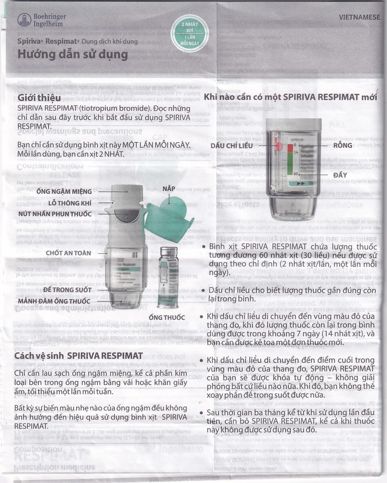 Bình xịt Spiriva Respimat Boehringer điều trị viêm phế quản mạn (30 liều)