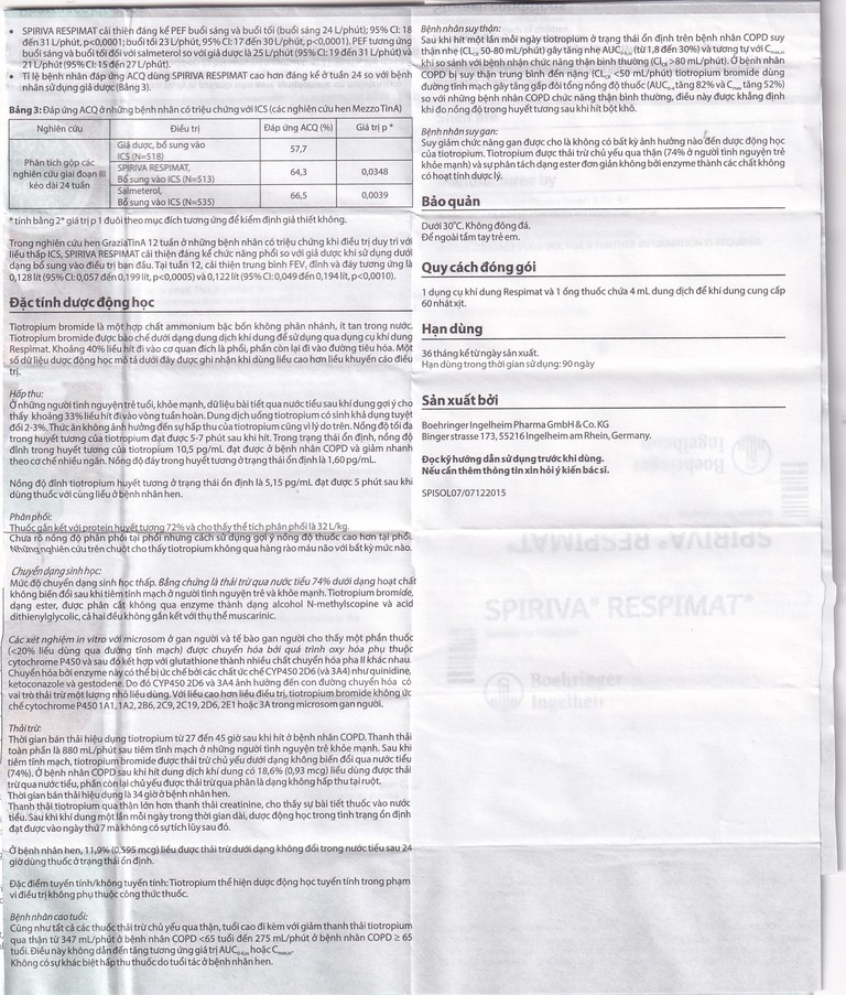 Bình xịt Spiriva Respimat Boehringer điều trị viêm phế quản mạn (30 liều)