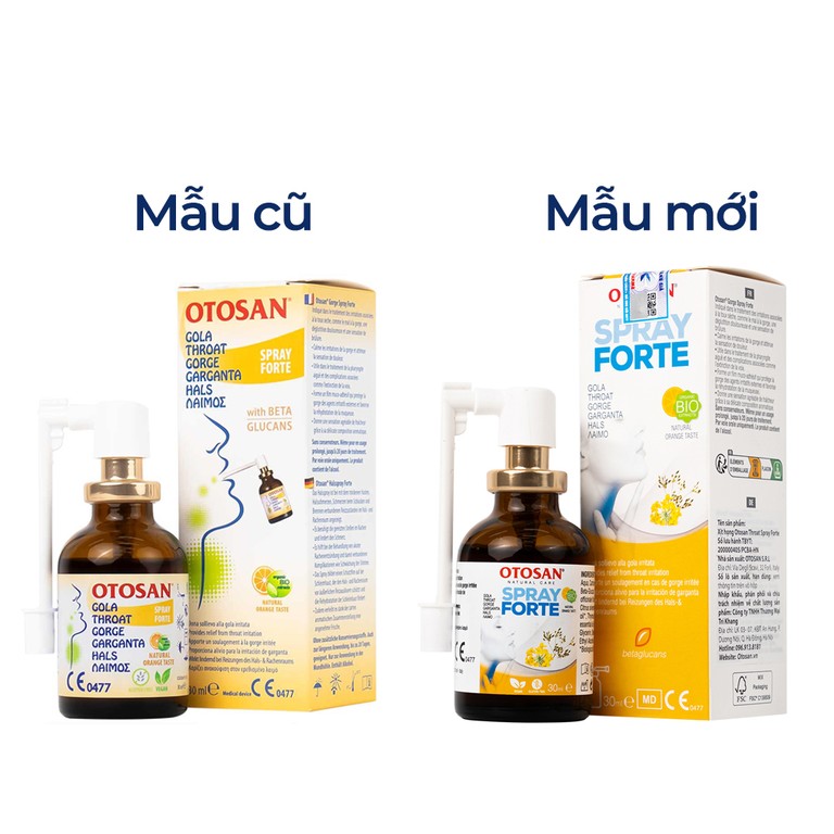 Xịt họng Otosan Spray Forte hỗ trợ điều trị viêm họng cấp, viêm hô hấp, giảm đau rát họng (30ml)
