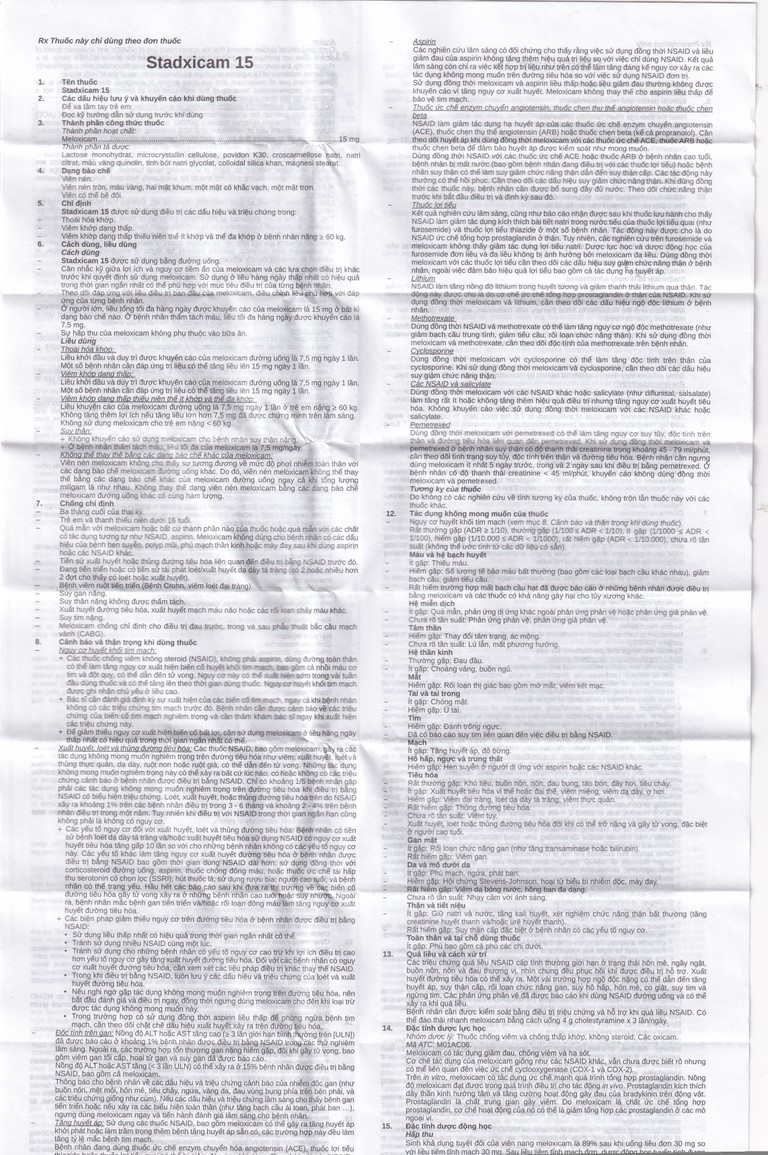 Thuốc Stadxicam 15 Stella điều trị thoái hóa khớp, viêm khớp dạng thấp (3 vỉ x 10 viên)
