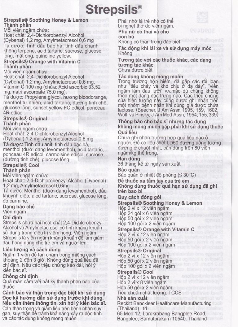 Viên ngậm Strepsils Original Reckitt Benckiser điều trị đau họng (2 vỉ x 12 viên)