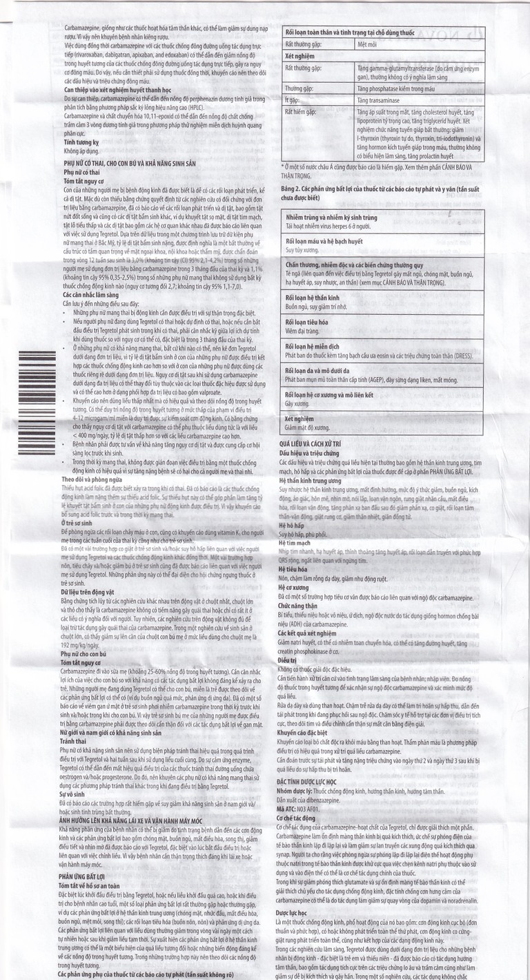 Thuốc Tegretol CR 200 điều trị bệnh động kinh (5 vỉ x 10 viên)