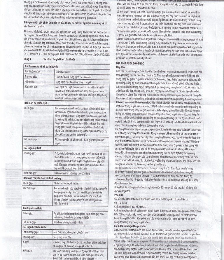 Thuốc Tegretol CR 200 điều trị bệnh động kinh (5 vỉ x 10 viên)