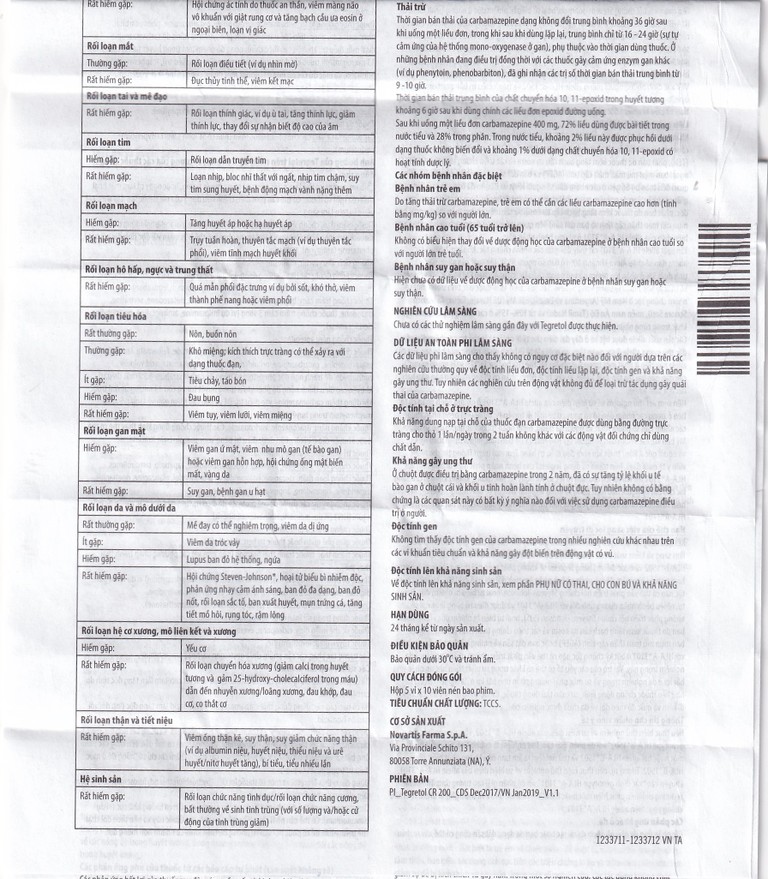 Thuốc Tegretol CR 200 điều trị bệnh động kinh (5 vỉ x 10 viên)