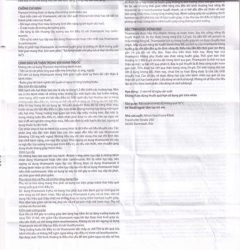 Thuốc Thyrozol 10mg Merck điều trị cường giáp (10 vỉ x 10 viên)