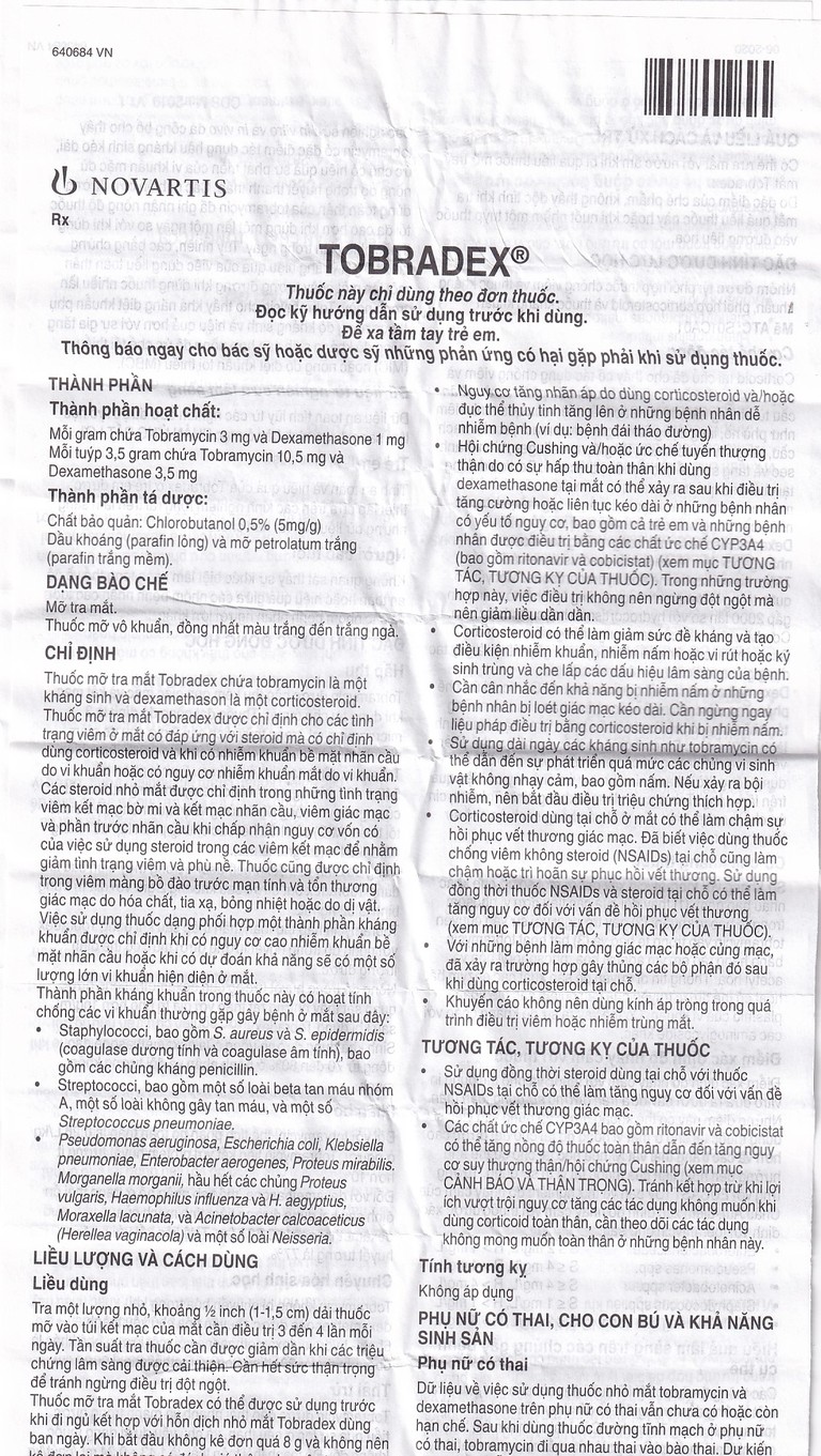 Thuốc mỡ tra mắt TobraDex Alcon điều trị viêm và nhiễm khuẩn (3,5g)