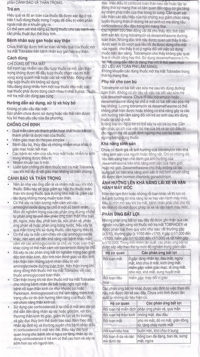 Thuốc mỡ tra mắt TobraDex Alcon điều trị viêm và nhiễm khuẩn (3,5g)