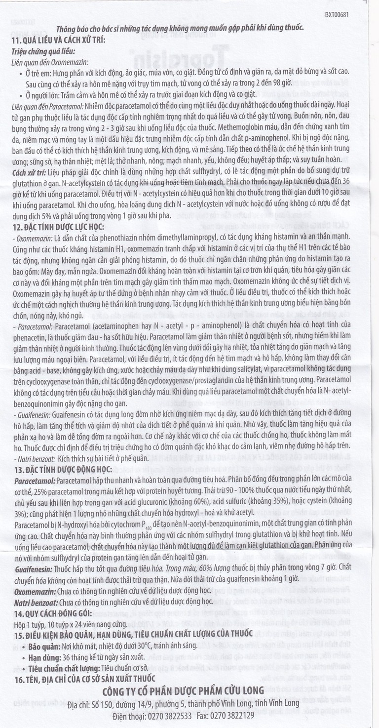 Thuốc Topralsin Pharimexco điều trị triệu chứng ho khan (24 viên)