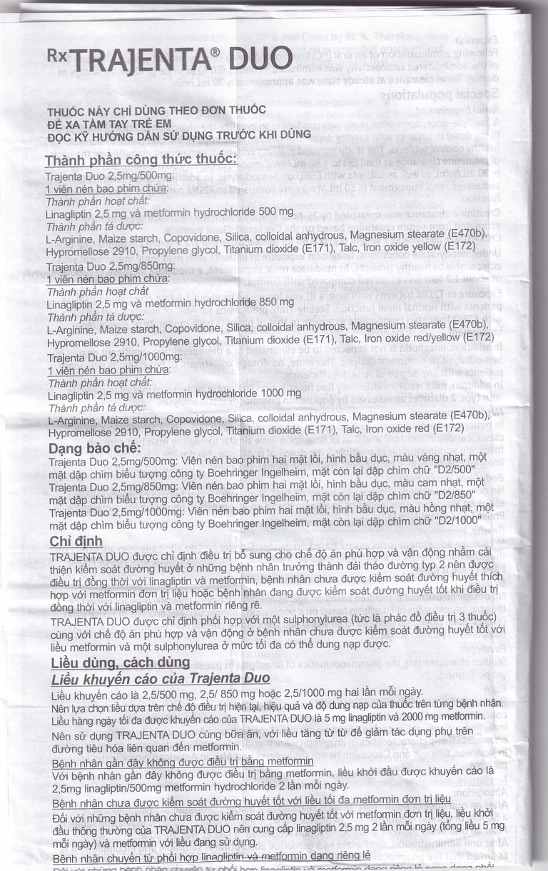 Thuốc Trajenta Duo 2.5mg/850mg Boehringer điều trị đái tháo đường típ 2 (14 viên)