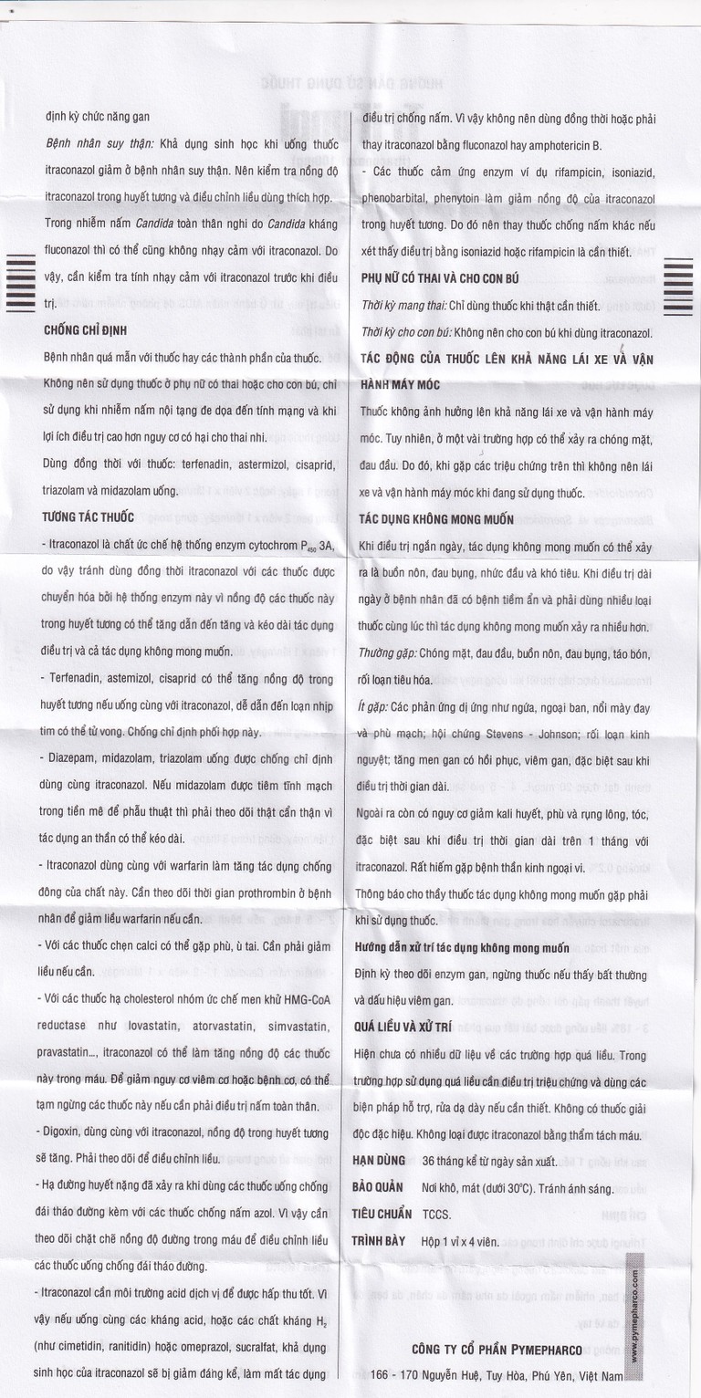 Thuốc Trifungi Pymepharco điều trị nhiễm nấm Candida ở miệng - họng (1 vỉ x 4 viên)