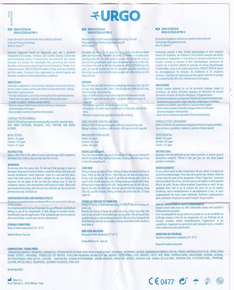 Kem bôi Urgo Eczekalm 50ml dạng gel hỗ trợ điều trị viêm da và chứng khô da