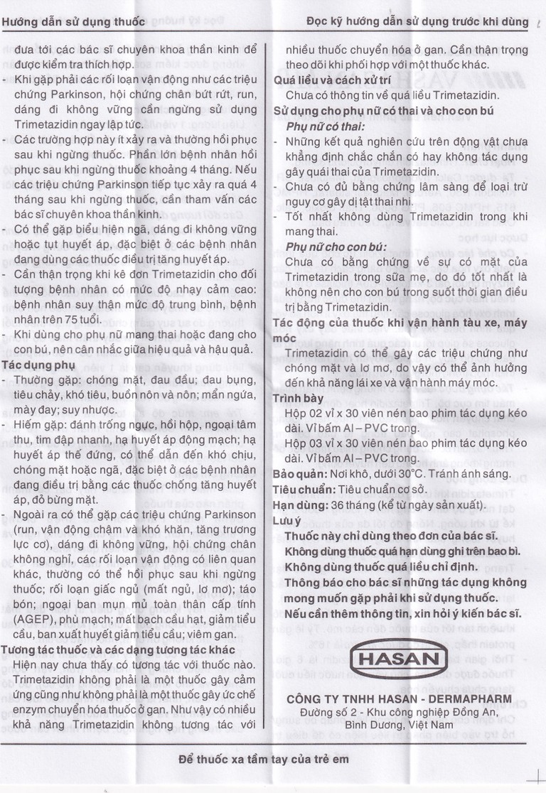 Thuốc Vashasan MR 35 Hasan điều trị đau thắt ngực (3 vỉ x 30 viên)