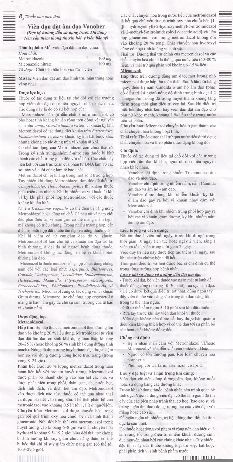 Viên đặt âm đạo Vanober Farmaprim điều trị viêm âm đạo khí hư, ngứa rát (2 vỉ x 5 viên)