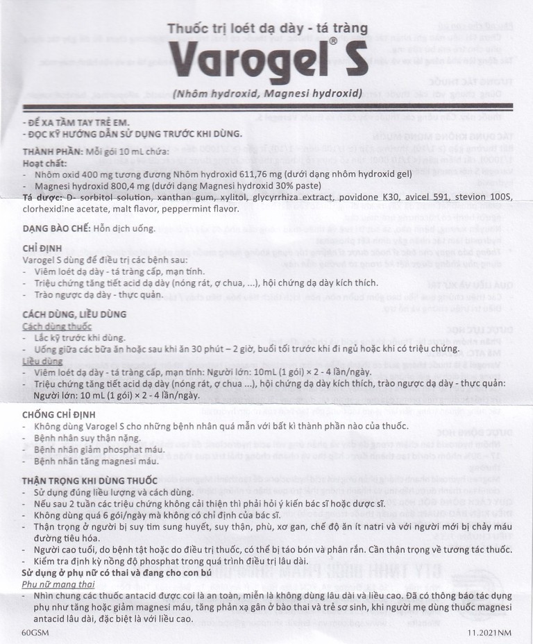 Thuốc Varogel Shinpoong Daewoo điều trị viêm loét dạ dày (20 gói x 10ml)