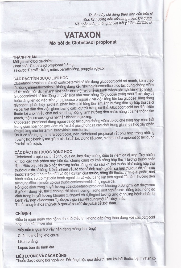 Thuốc mỡ bôi da Vataxon 15g M/s Bio-Labs điều trị ngắn ngày các bệnh da