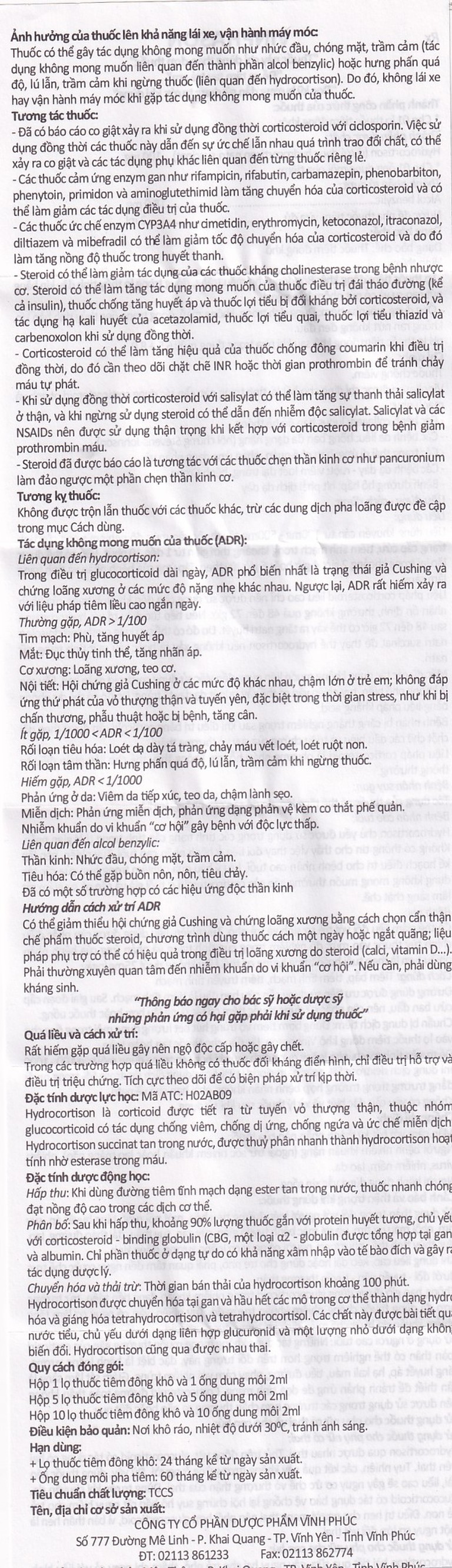 Thuốc tiêm Vinphason 100mg Vinphaco điều trị lupus ban đỏ hệ thống, hồng ban đa dạng nặng (1 lọ + 1 ống)