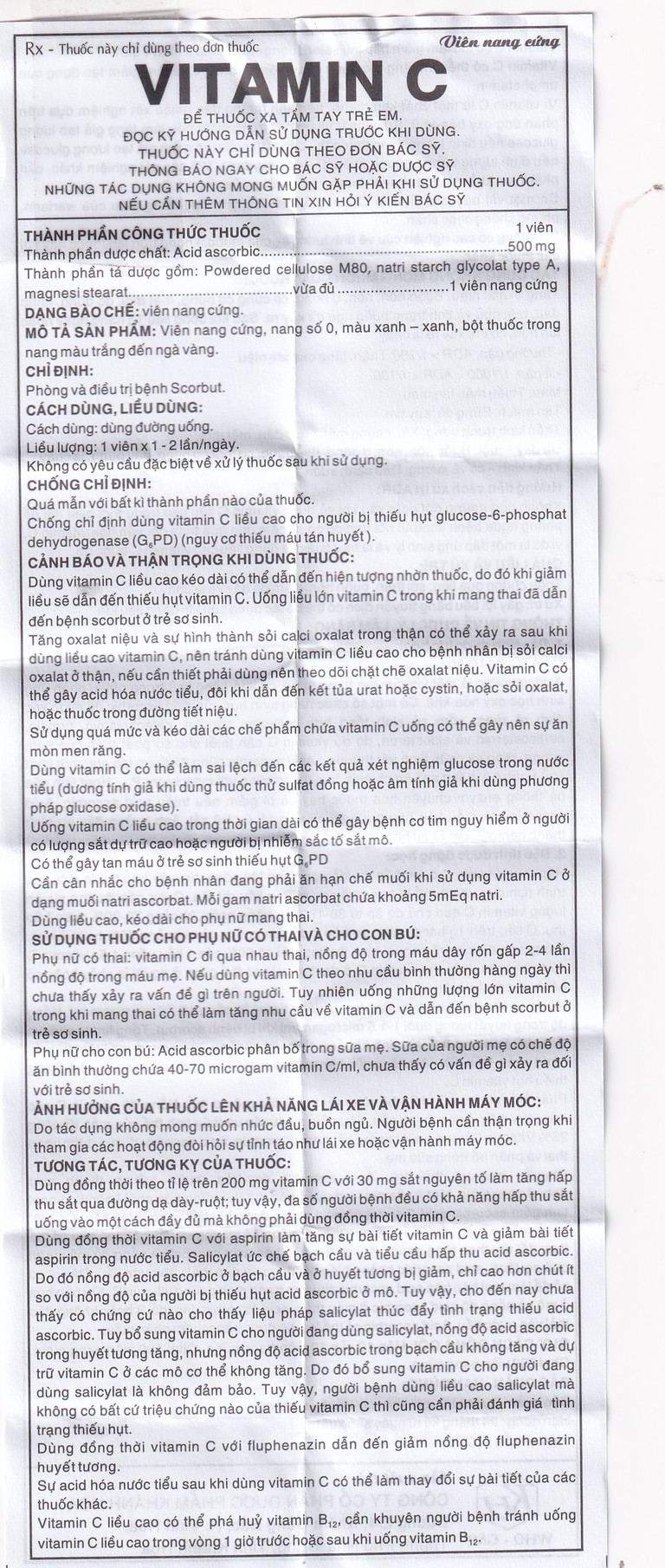 Thuốc Vitamin C 500mg Khapharco dự phòng và điều trị bệnh Scorbut (200 viên)