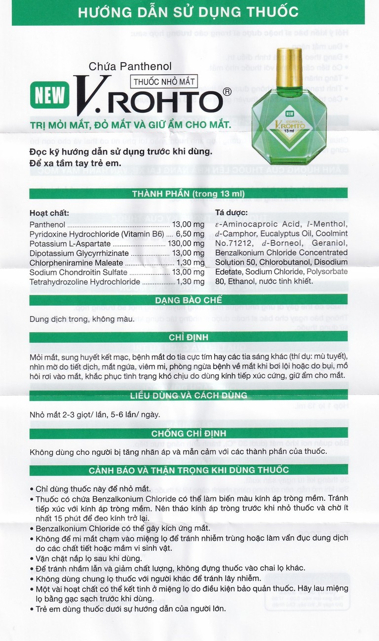 Thuốc nhỏ mắt New V.Rohto điều trị mỏi mắt, sung huyết kết mạc (13ml)