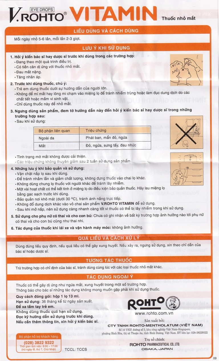 Thuốc nhỏ mắt V.Rohto Vitamin hỗ trợ cải thiện tình trạng giảm thị lực, mắt mờ (13ml)