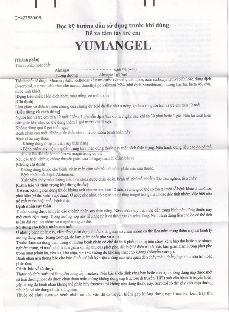 Hỗn dịch uống Yumangel Yuhan kháng acid và cải thiện loét dạ dày - tá tràng (20 gói x 15ml) 