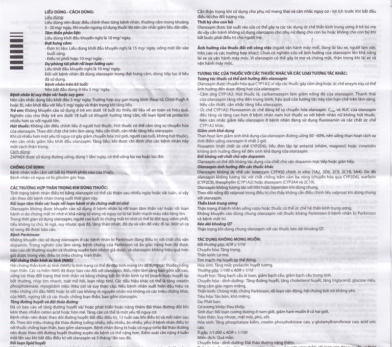 Thuốc Zapnex-10 DaviPharm điều trị tâm thần phân liệt (3 vỉ x 10 viên)