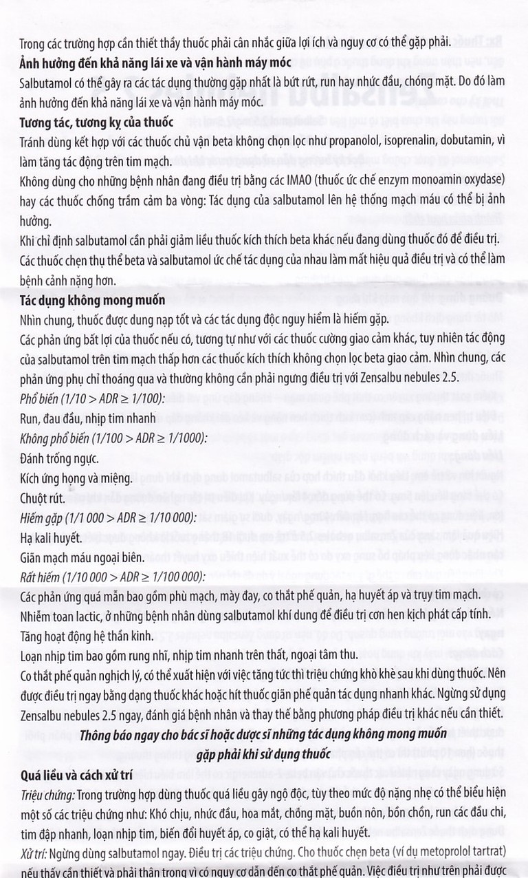 Thuốc Zensalbu 2.5mg CPC1HN kiểm soát co thắt phế quản mạn, điều trị hen nặng cấp tính (2 vỉ x 5 ống)