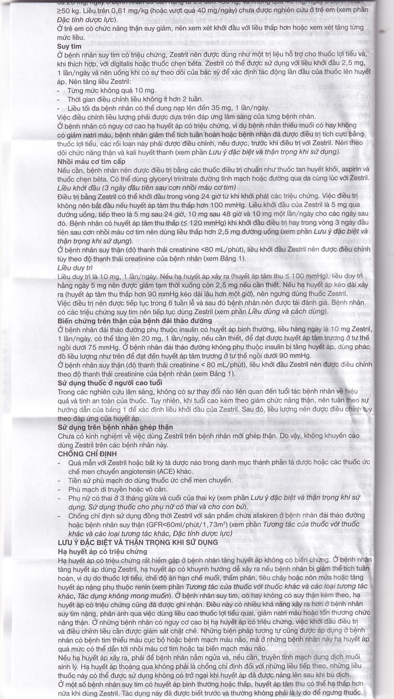 Thuốc Zestril 5mg AstraZeneca điều trị tăng huyết áp, suy tim (2 vỉ x 14 viên)