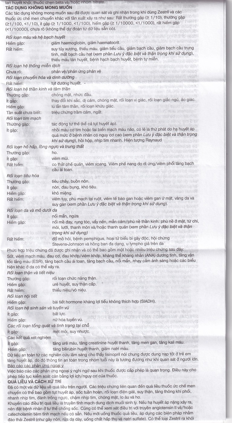 Thuốc Zestril 5mg AstraZeneca điều trị tăng huyết áp, suy tim (2 vỉ x 14 viên)