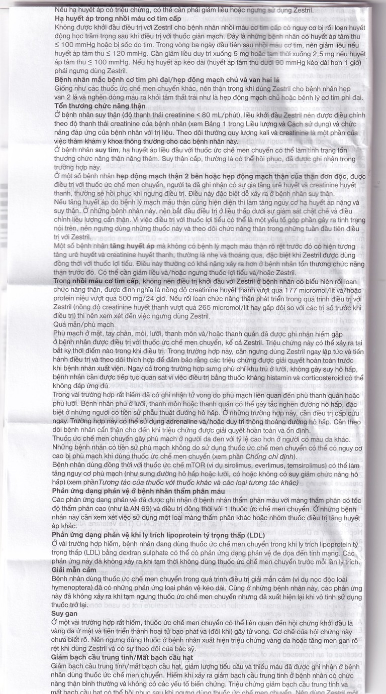 Thuốc Zestril 5mg AstraZeneca điều trị tăng huyết áp, suy tim (2 vỉ x 14 viên)