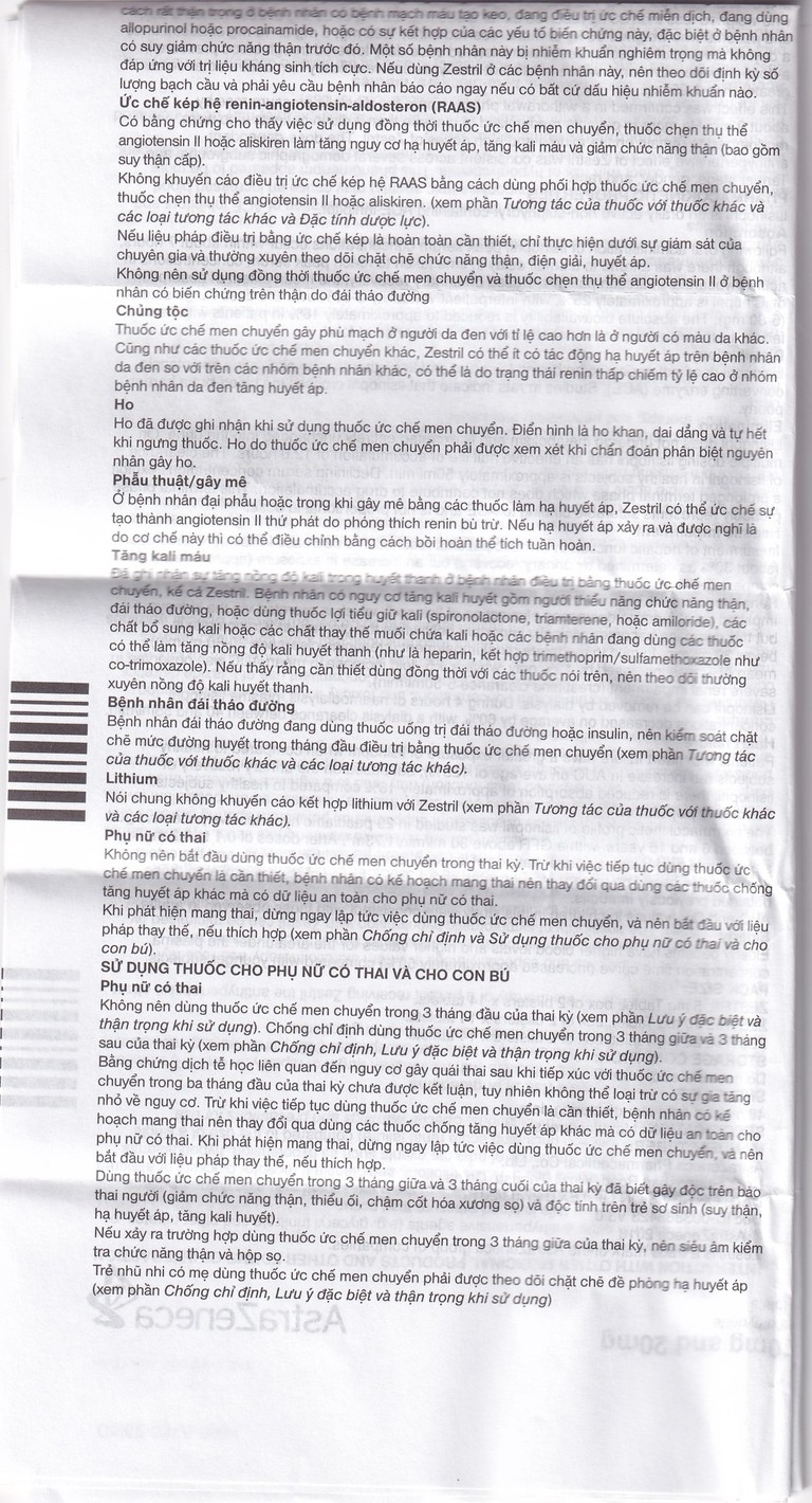 Thuốc Zestril 5mg AstraZeneca điều trị tăng huyết áp, suy tim (2 vỉ x 14 viên)