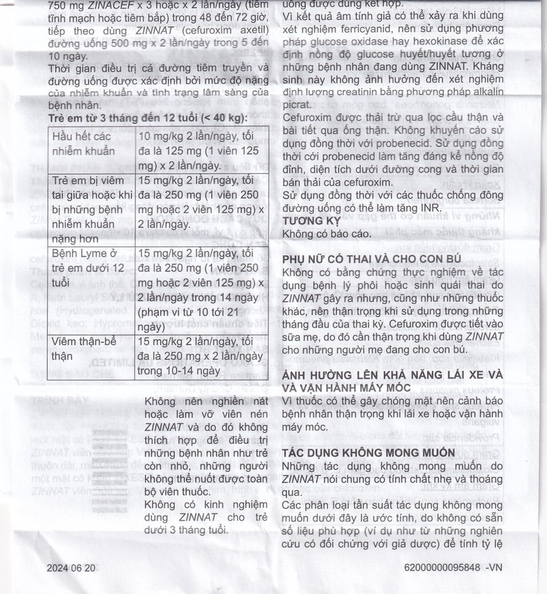 Thuốc Zinnat tablets 500mg Sandoz điều trị những nhiễm khuẩn do vi khuẩn nhạy cảm gây ra (1 vỉ x 10 viên)