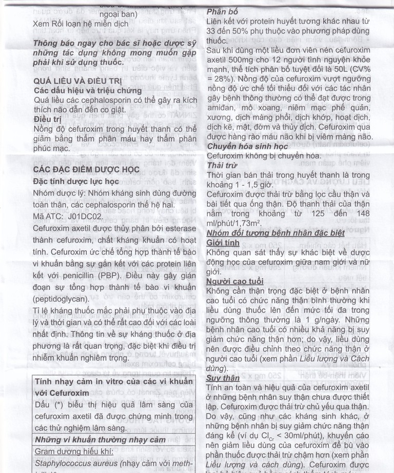 Thuốc Zinnat tablets 500mg Sandoz điều trị những nhiễm khuẩn do vi khuẩn nhạy cảm gây ra (1 vỉ x 10 viên)