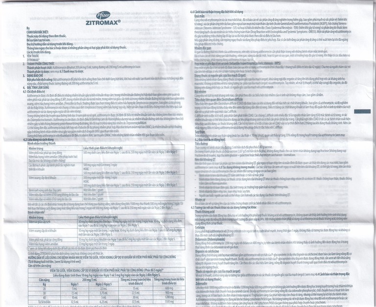 Bột pha hỗn dịch uống Zitromax 200mg/5ml Pfizer điều trị các chứng nhiễm khuẩn (15ml)