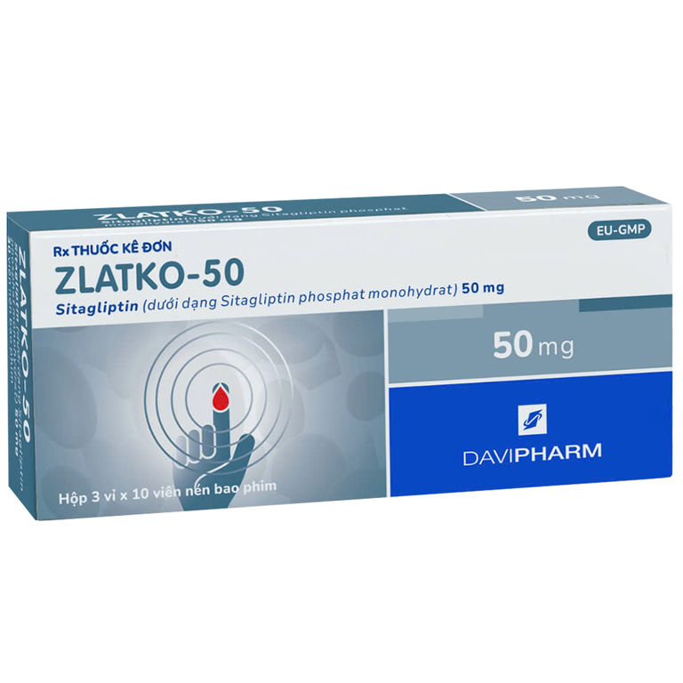 Thuốc Zlatko-50 DaviPharm điều trị đái tháo đường típ 2 (3 vỉ x 10 viên)