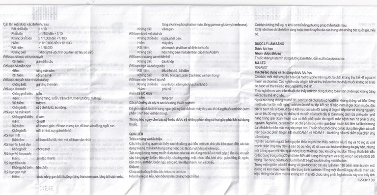 Thuốc Zyrtec GSK giảm viêm mũi dị ứng, mày đay tự phát, mạn tính (1 vỉ x 10 viên)