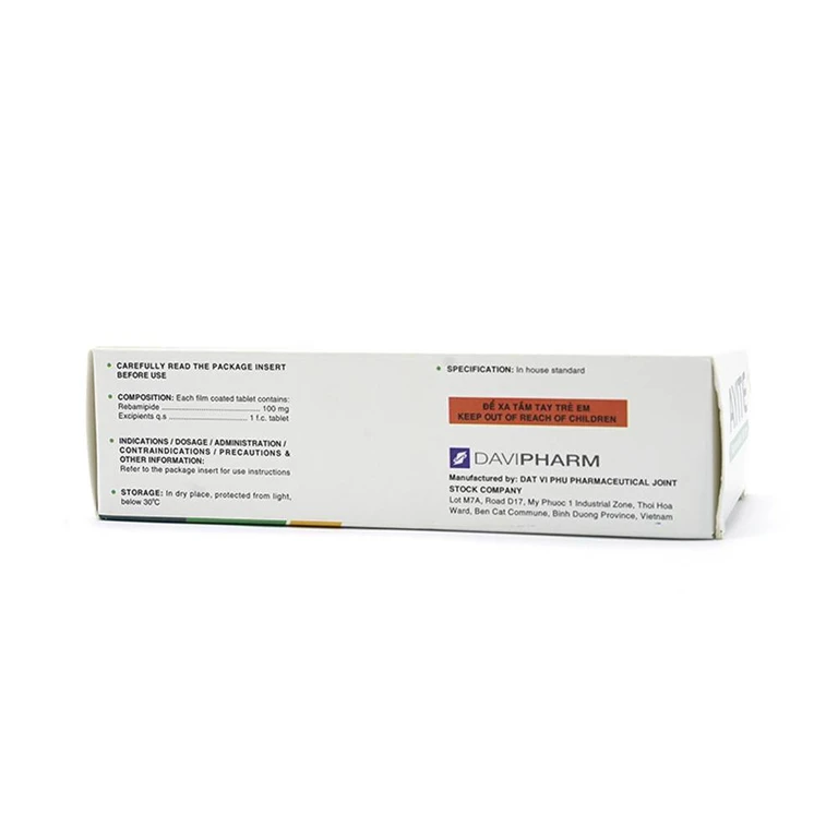Ayite 100mg Davi Pharm: Thuốc trị loét dạ dày (6 vỉ x 10 viên)