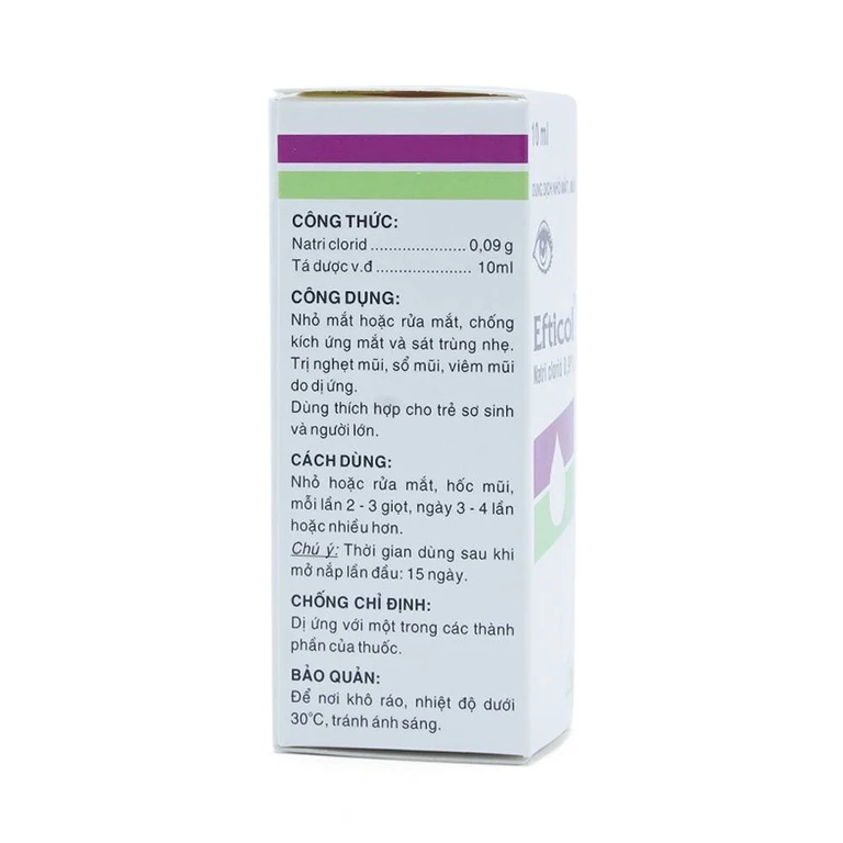 Efticol Natri clorid 0.9% rửa mắt, rửa mũi hiệu quả