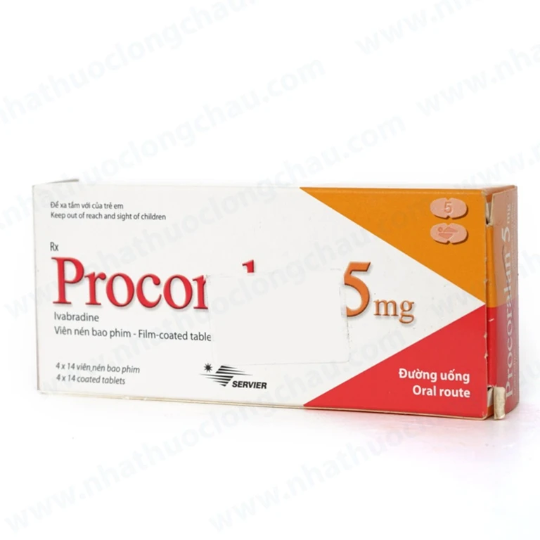 Thuốc Procoralan 5mg điều trị đau thắt ngực (4 vỉ x 14 viên)