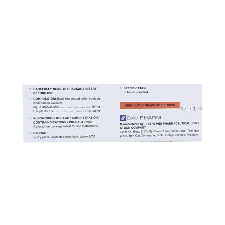 Vaslor 10mg hộp 28 viên giảm cholesterol, triglycerid