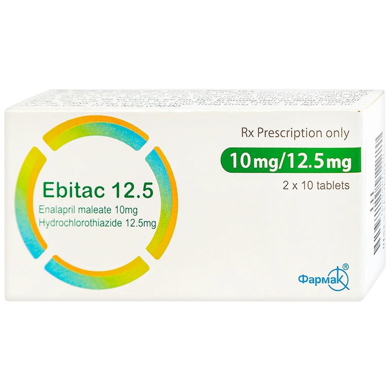 Thuốc Ebitac 10Mg/12.5 trị suy tim, tăng huyết áp (2vỉ x 10viên)