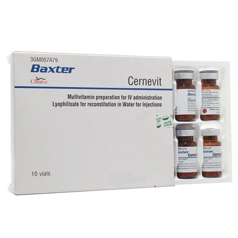 Cernevit Baxter: Thuốc tiêm bổ sung vitamin và khoáng chất (10 lọ)