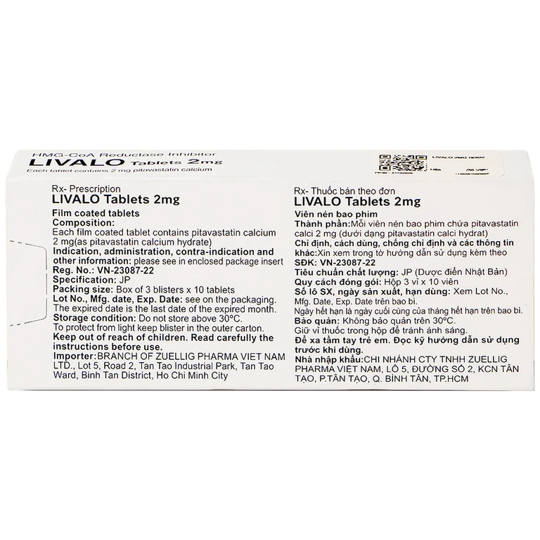 Thuốc Livalo 2mg Kowa trị tăng lipid máu nguyên (30 viên)