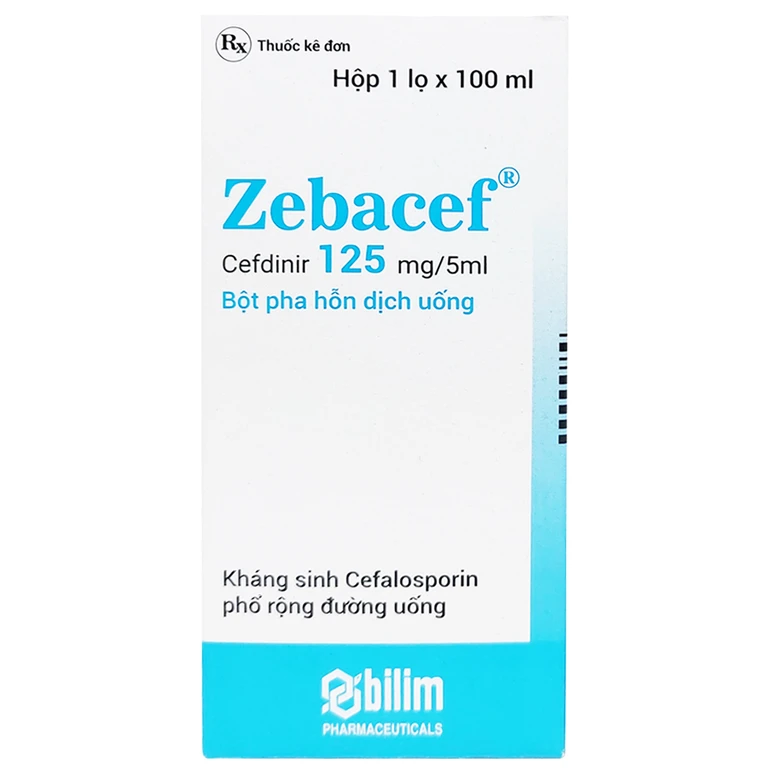 Zebacef 125mg/5ml điều trị nhiễm khuẩn từ nhẹ đến vừa (100ml)